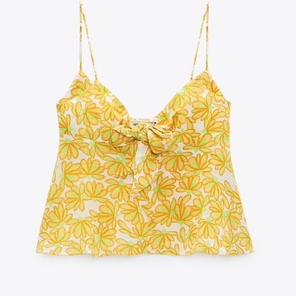Zara NWT floral front knot cami - Picture 3 of 7